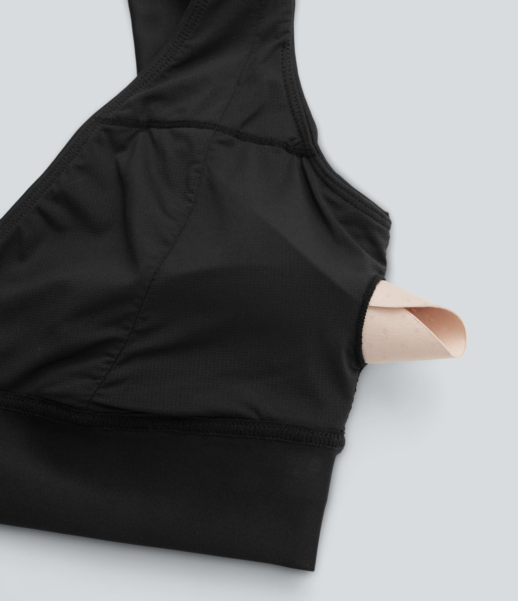 Light Support Sheen Yoga Sports Bra A-D Cups — Black — view 7