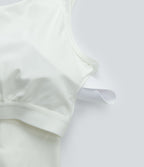 Plush Padded V Neck Running Tank Vest Top DD-F Cups — White — view 7