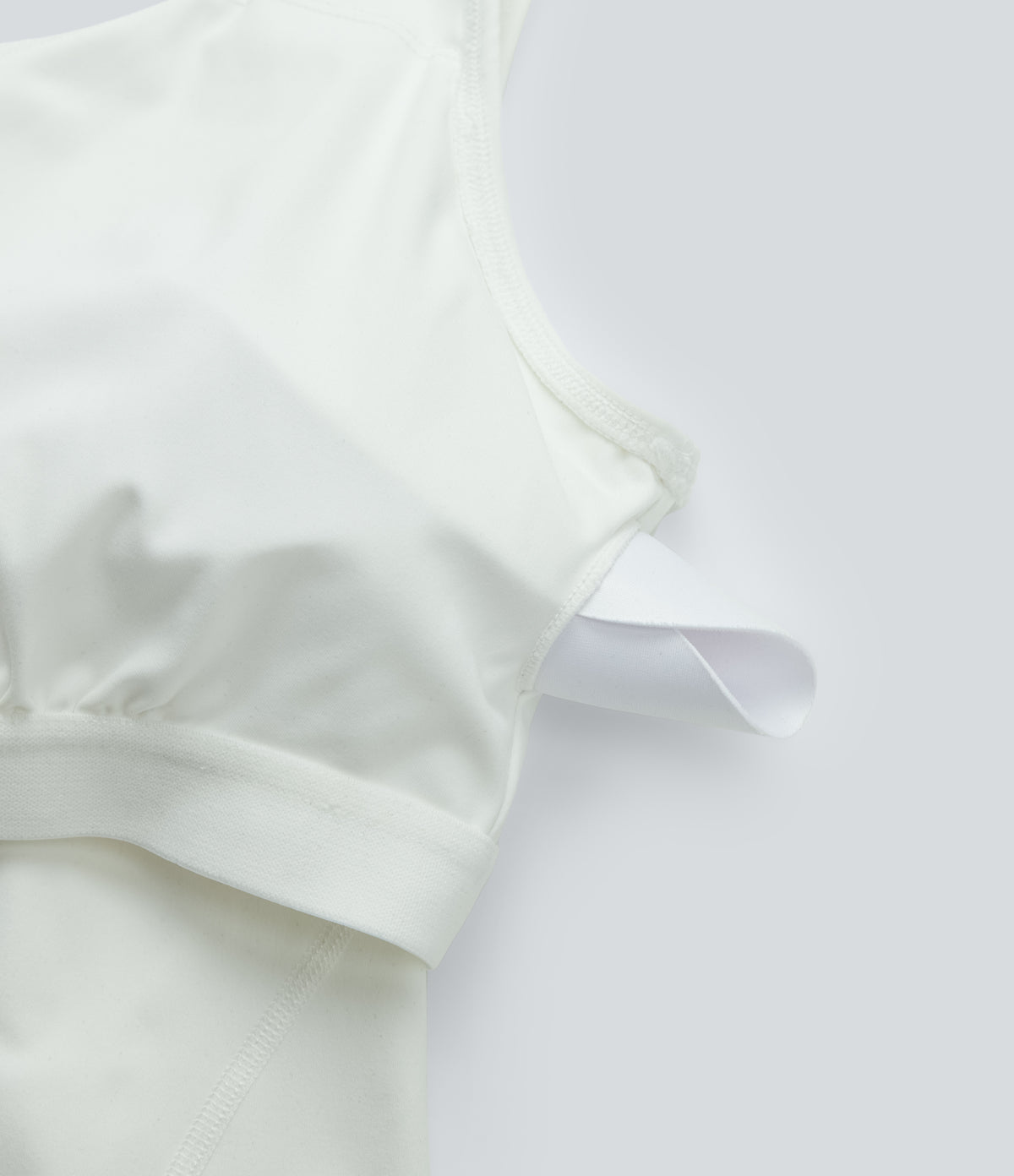 Plush Padded V Neck Running Tank Vest Top DD-F Cups — White — view 7