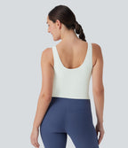 Plush Padded V Neck Running Tank Vest Top DD-F Cups — White — view 2