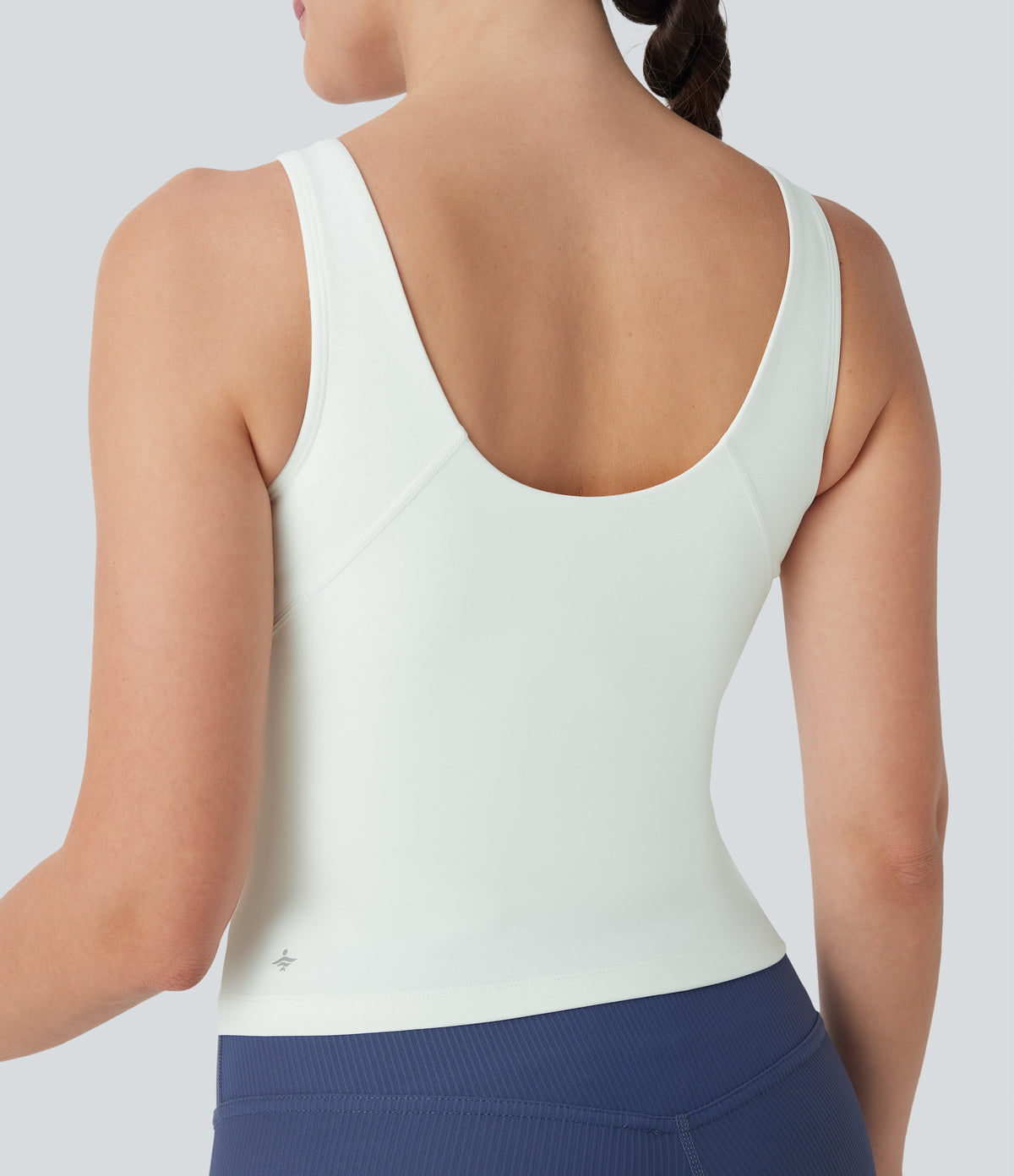 Plush Padded V Neck Running Tank Vest Top DD-F Cups — White — view 4