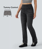 High Waisted Tummy Control Washed Casual Bootcut Jeans with Pockets — Phantom Denim — view 1