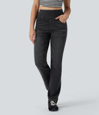 High Waisted Tummy Control Washed Casual Bootcut Jeans with Pockets — Phantom Denim — view 2