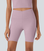 Cool Quick Dry High Waisted Tummy Control Training Biker Shorts 7'' with Pockets-UPF50+ — Dawn Pink — view 3