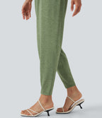 U Neck Harem Casual Jumpsuit with Pockets-Edition DD-F Cups — Light Green Floral Yarn — view 7