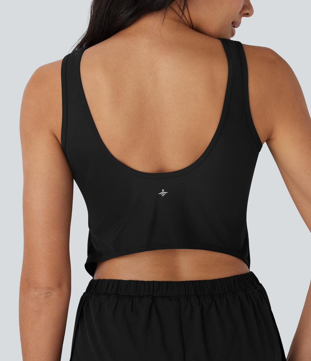 Reflective 2-in-1 Quick Dry Running Playsuit with Pockets-Edition-UPF50+ — Black — view 5