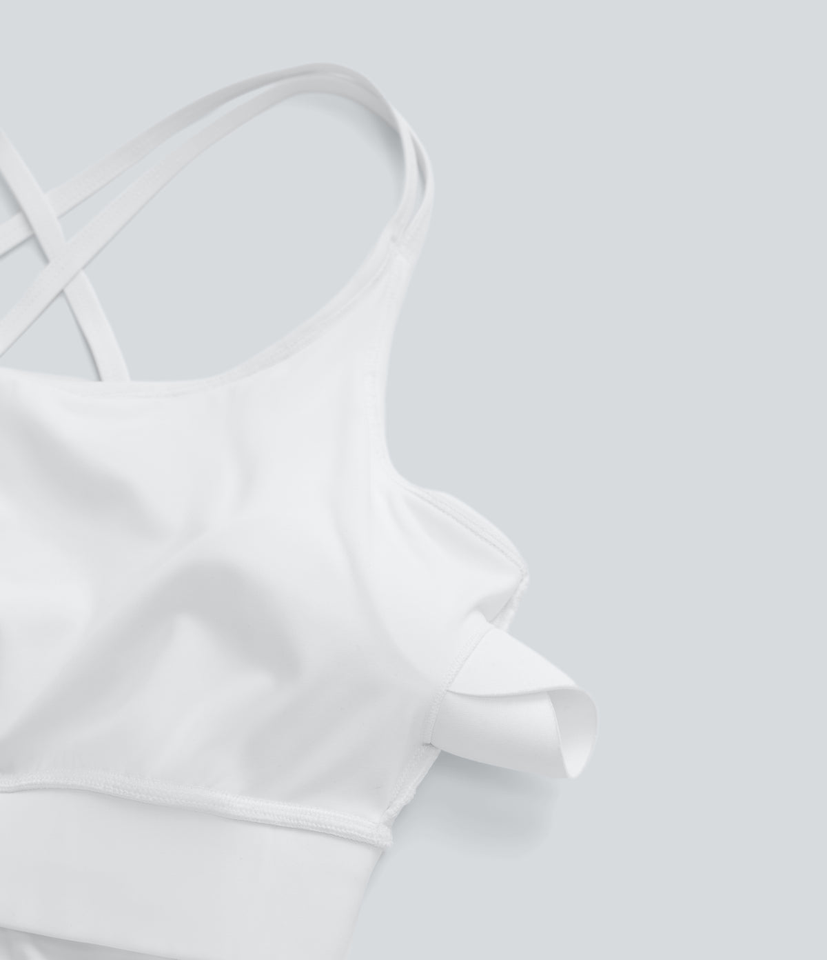 Double Straps Pleated Quick Dry Yoga Cami Top DD-F Cups — White — view 8