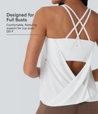 Double Straps Pleated Quick Dry Yoga Cami Top DD-F Cups — White — view 1