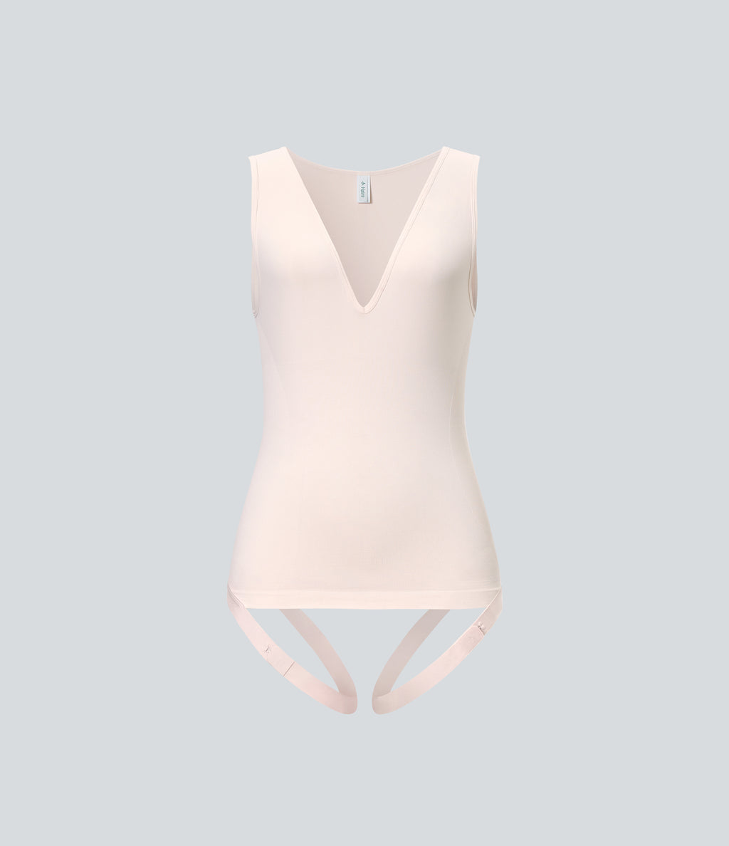 OneForm Seamless Flow V Neck Sleeveless Work Shapewear Bodysuit-Edition — Sheer Pink — view 6