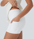 Water Repellent Wear-Resistant Backless 2-Piece Mini Camping Cargo Dress with Multiple Pockets — Oak White — view 6