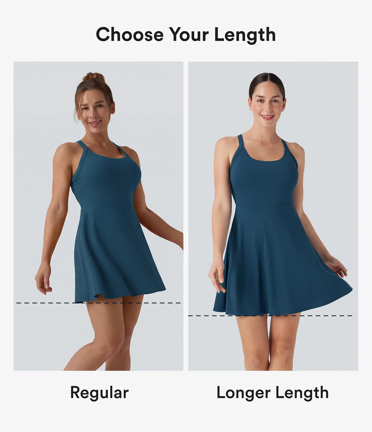 Flare Low Support Dance Active Dress-Longer Length-Edition DD-F Cups — Majolica Blue — view 2