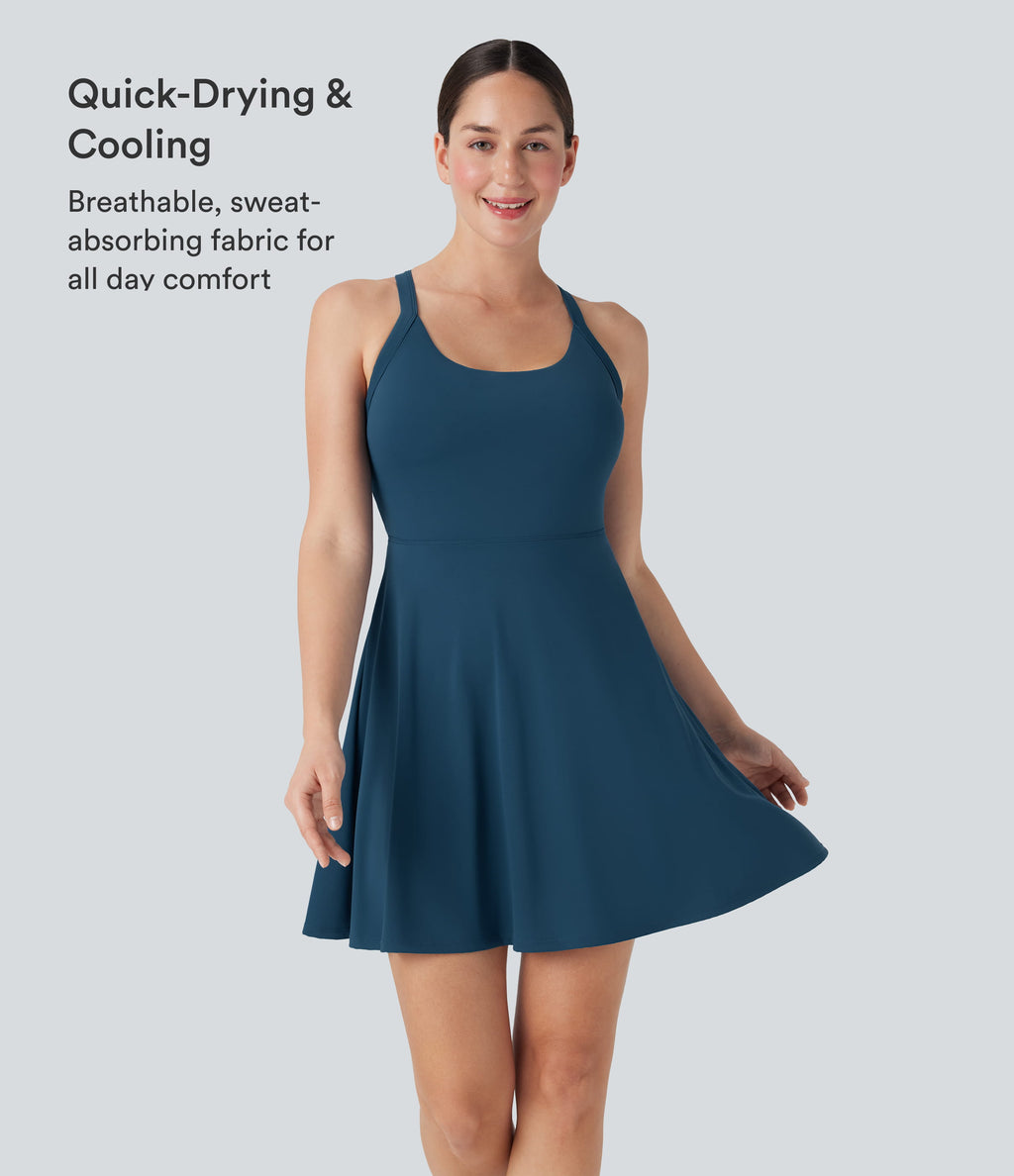 Flare Low Support Dance Active Dress-Longer Length-Edition DD-F Cups — Majolica Blue — view 6