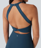 Airy Backless Twisted Dance Active Dress — Majolica Blue — view 7