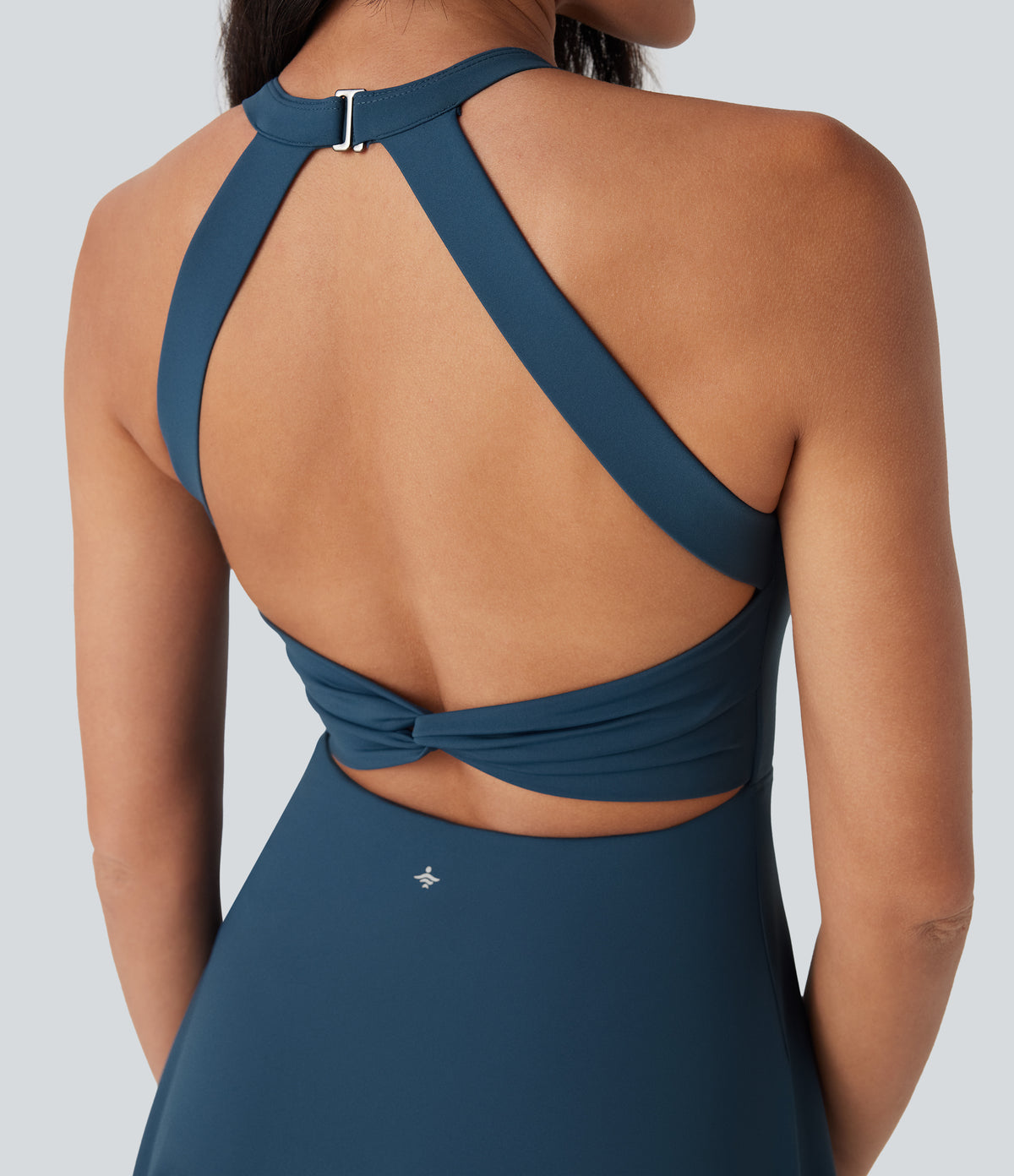 Airy Backless Twisted Dance Active Dress — Majolica Blue — view 7