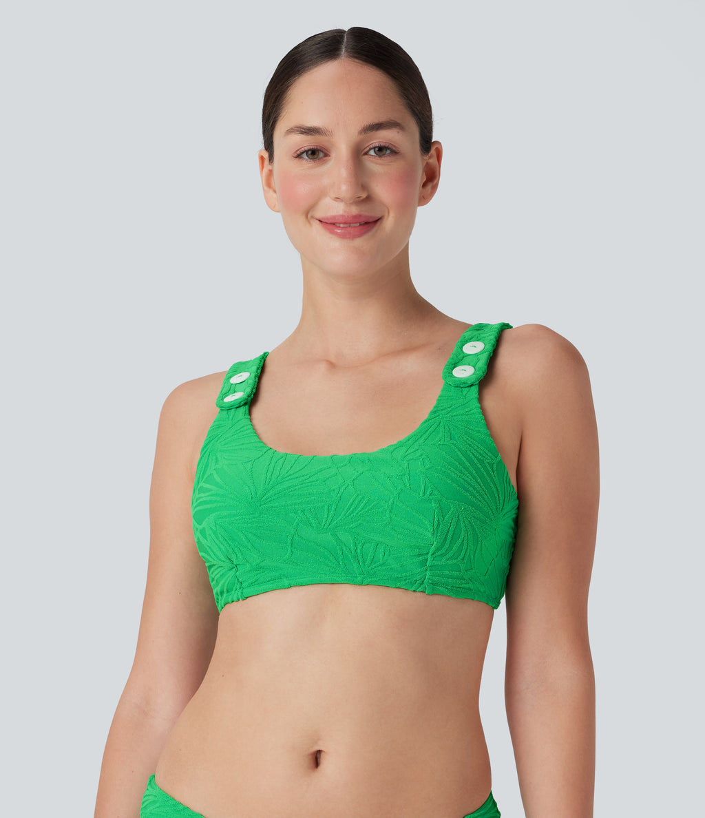Adjustable Strap Texture Bikini Top Swimsuit — Irish Green — view 1