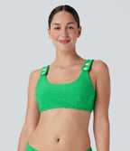 Adjustable Strap Texture Bikini Top Swimsuit — Irish Green — view 1