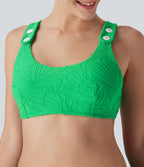 Adjustable Strap Texture Bikini Top Swimsuit — Irish Green — view 4