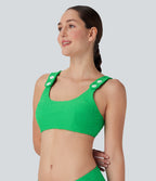 Adjustable Strap Texture Bikini Top Swimsuit — Irish Green — view 3