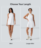 Airy Tie Back 2-in-1 InstantCool Mini Yoga Active Dress with Pocket — White — view 2