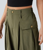 High Waisted Flap Pockets Casual Cargo Joggers — Dried Herb — view 4