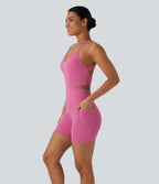 Tummy Control Training Playsuit with Pockets-Edition — Pink Power — view 4