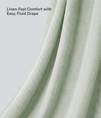 High Waisted Drawstring Linen-Feel Wide Leg Casual Plus Size Trousers with Pockets — Pale Aqua — view 3