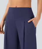 QuickDry High Waisted Tummy Control Yoga Straight Leg Trousers with Pockets — Dawn Purple — view 4