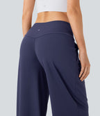 QuickDry High Waisted Tummy Control Yoga Straight Leg Trousers with Pockets — Dawn Purple — view 5