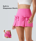 QuickDry High Waisted Tummy Control Removable Bow Casual Skirt with Built-in Shapewear Shorts — Gorgeous Powder Pink — view 1