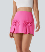QuickDry High Waisted Tummy Control Removable Bow Casual Skirt with Built-in Shapewear Shorts — Gorgeous Powder Pink — view 3