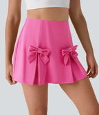 QuickDry High Waisted Tummy Control Removable Bow Casual Skirt with Built-in Shapewear Shorts — Gorgeous Powder Pink — view 5