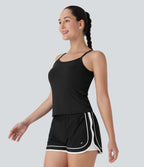 Side Pockets Plain Workout Cami Top — Black — view 4