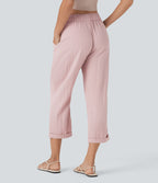 Mid Rise Drawstring Casual Tapered Trousers with Pockets — Potpourri — view 2
