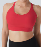 SpeedWave Medium Support Molded Cups Perforated Adjustable Hook Quick Dry Training Sports Bra DD-F Cups — Poinsettia — view 6