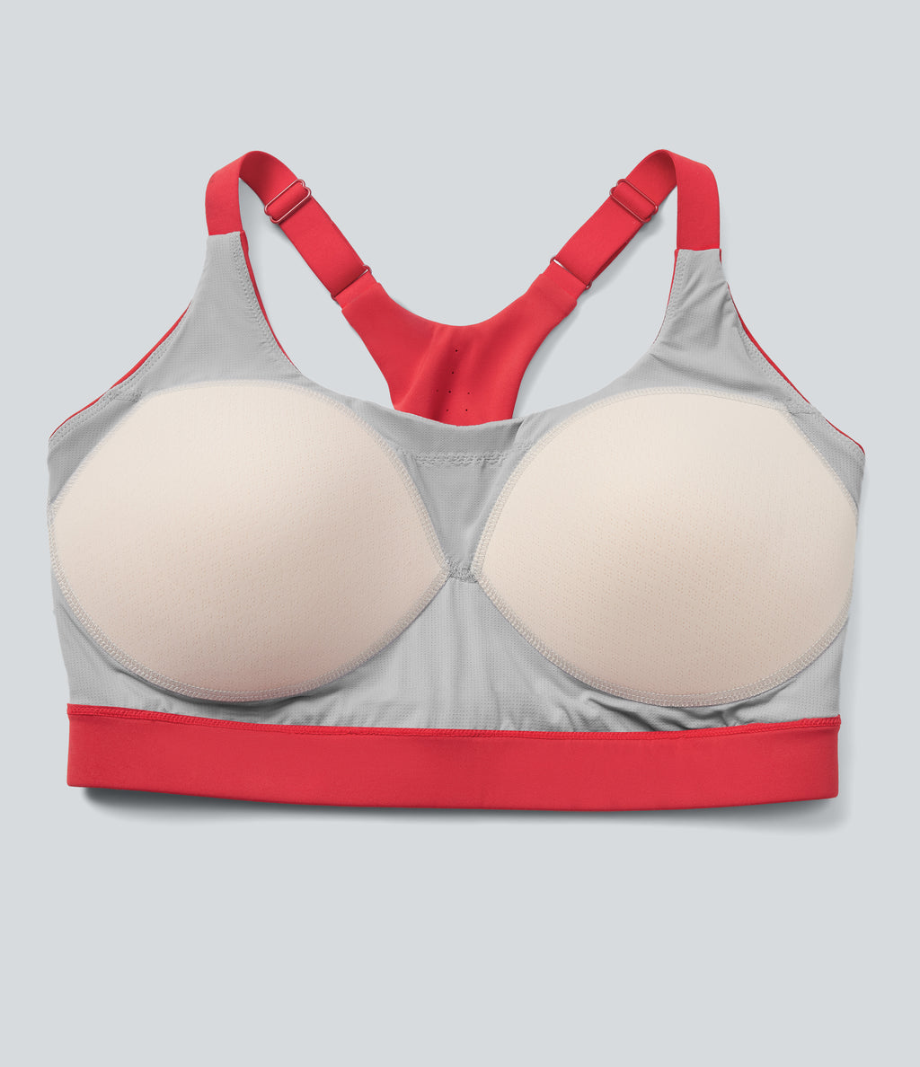 SpeedWave Medium Support Molded Cups Perforated Adjustable Hook Quick Dry Training Sports Bra DD-F Cups — Poinsettia — view 8