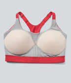 SpeedWave Medium Support Molded Cups Perforated Adjustable Hook Quick Dry Training Sports Bra DD-F Cups — Poinsettia — view 8