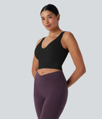OneForm Seamless Flow Cropped Yoga Tank Top — Black — view 3