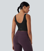 OneForm Seamless Flow Cropped Yoga Tank Top — Black — view 2