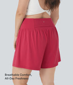 Airy Super High Waisted 2-in-1 InstantCool Yoga Plus Size Shorts 7" with Pockets — Winterberry — view 2