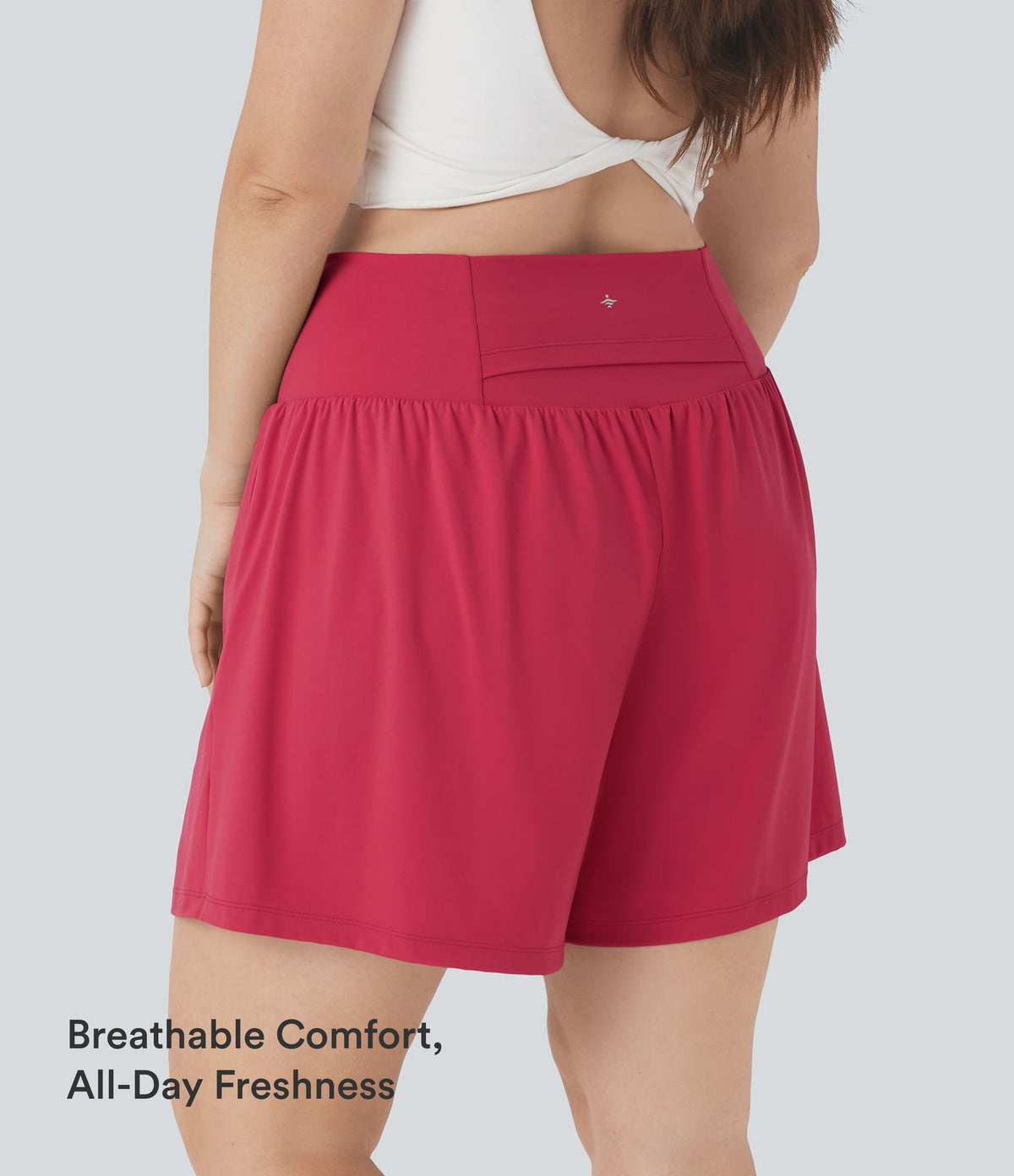 Airy Super High Waisted 2-in-1 InstantCool Yoga Plus Size Shorts 7" with Pockets — Winterberry — view 2