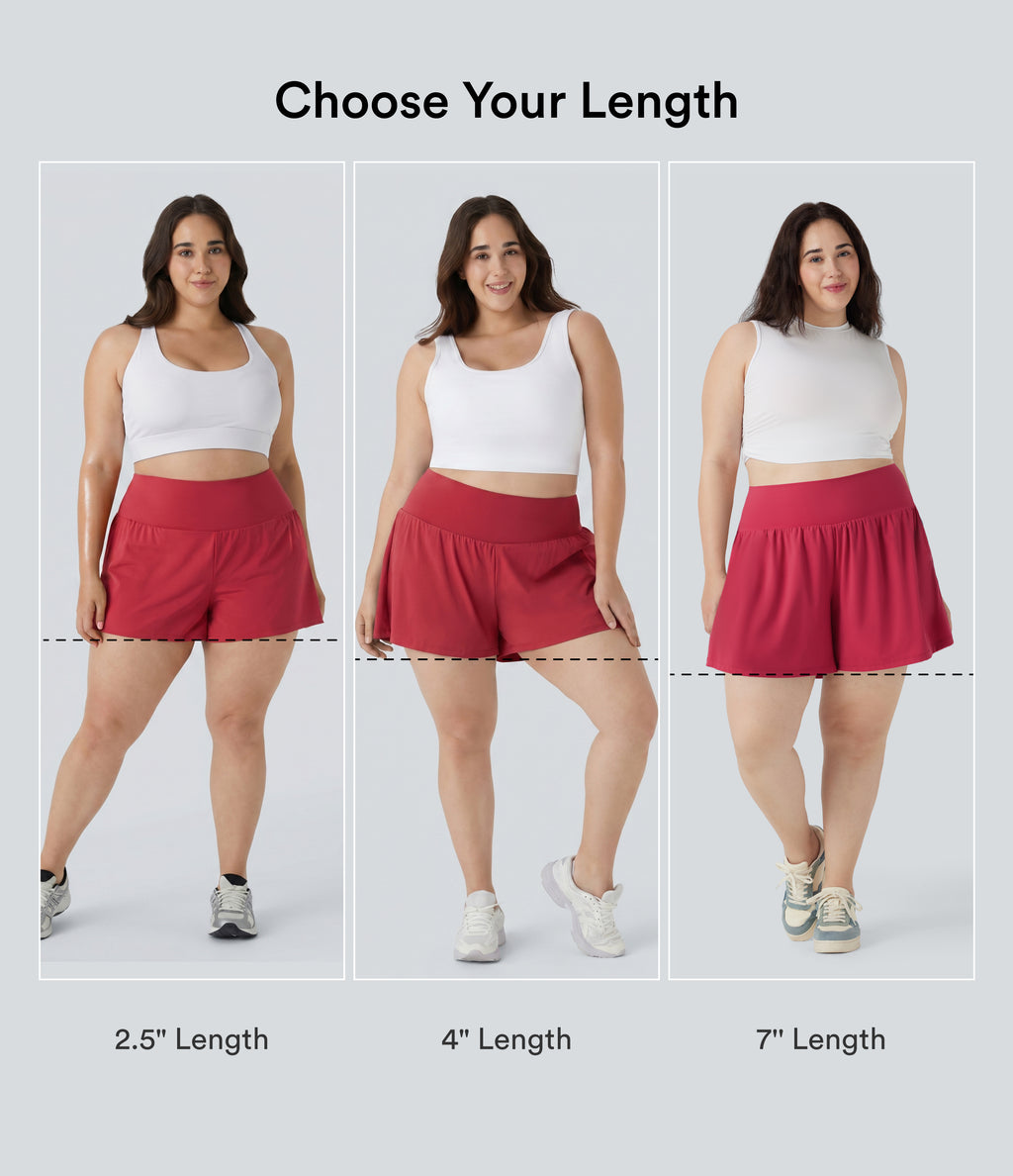 Airy Super High Waisted 2-in-1 InstantCool Yoga Plus Size Shorts 7" with Pockets — Winterberry — view 4