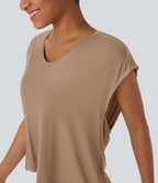 Crossover Backless Asymmetric High-Low Hem Running Sports Top — Praline — view 5
