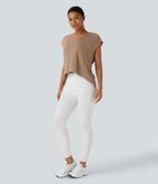 Crossover Backless Asymmetric High-Low Hem Running Sports Top — Praline — view 6