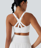 SpeedWave Medium Support Push Up Zipper Adjustable Buckle Quick Dry Running Sports Bra A-C Cups — White — view 7
