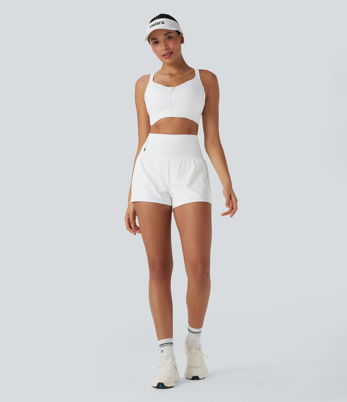 SpeedWave Medium Support Push Up Zipper Adjustable Buckle Quick Dry Running Sports Bra A-C Cups — White — view 8