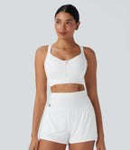 SpeedWave Medium Support Push Up Zipper Adjustable Buckle Quick Dry Running Sports Bra A-C Cups — White — view 3