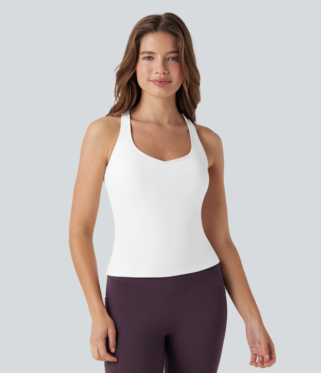 Backless Crisscross Running Tank Vest Top — White — view 2