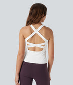 Backless Crisscross Running Tank Vest Top — White — view 1