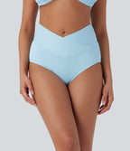 Ribbed Low Rise Crossover Bikini Bottom Swimsuit — Quiet Tide — view 1