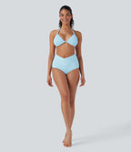 Ribbed Low Rise Crossover Bikini Bottom Swimsuit — Quiet Tide — view 6